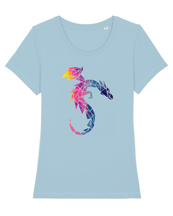 Geometric Fire And Ice Dragon Sky Blue