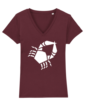 Cute Geometric Crab - Origami Style Burgundy