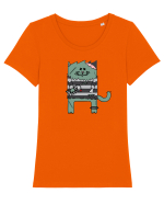 Zombie Cat Tricou mânecă scurtă guler larg fitted Damă Expresser