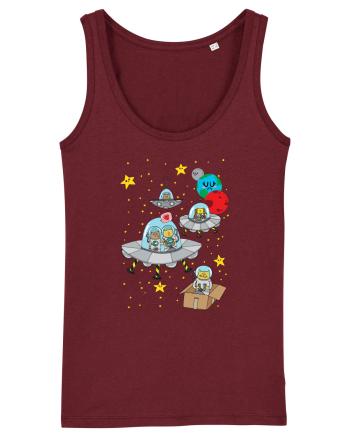 Space Cats Burgundy