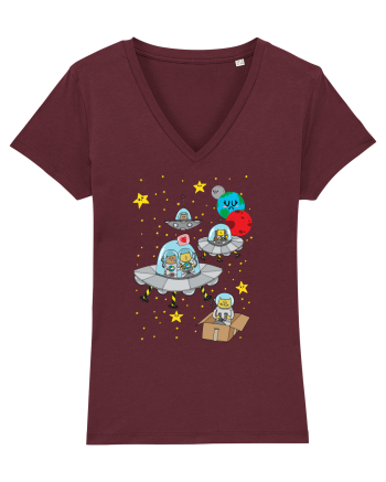 Space Cats Burgundy