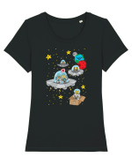 Space Cats Tricou mânecă scurtă guler larg fitted Damă Expresser