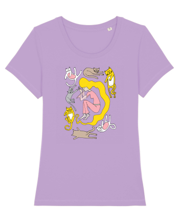 Sleeping girl, sleeping cats Lavender Dawn