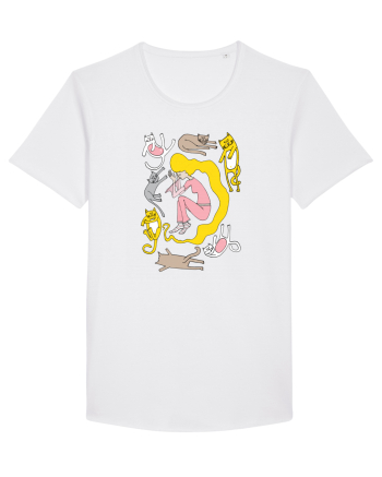 Sleeping girl, sleeping cats White