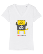 Meowtallica Tricou mânecă scurtă guler V Damă Evoker