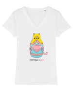 Matryoshka CAT Tricou mânecă scurtă guler V Damă Evoker