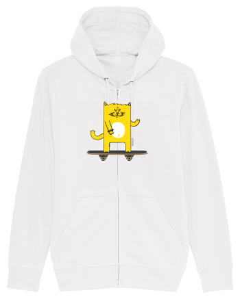 Cat on skateboard White