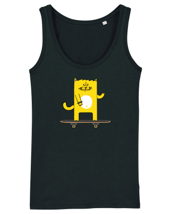 Cat on skateboard Black