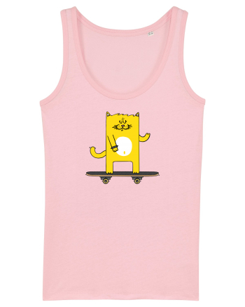 Cat on skateboard Cotton Pink