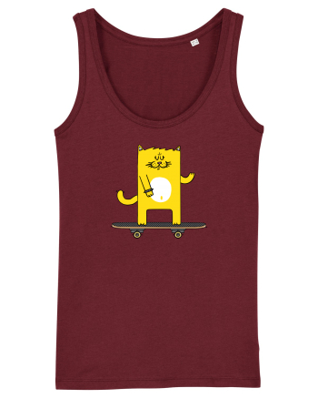 Cat on skateboard Burgundy