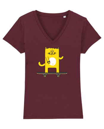 Cat on skateboard Burgundy