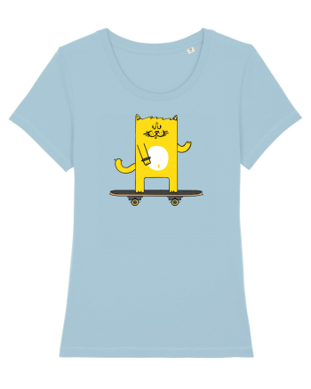 Cat on skateboard Sky Blue