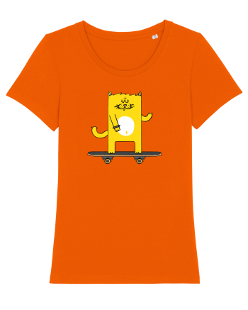 Cat on skateboard Bright Orange