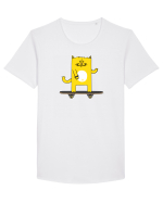 Cat on skateboard Tricou mânecă scurtă guler larg Bărbat Skater