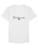 Romania inima tricolora Tricou mânecă scurtă guler larg Bărbat Skater