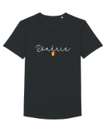 Inima tricolora Romania Tricou mânecă scurtă guler larg Bărbat Skater