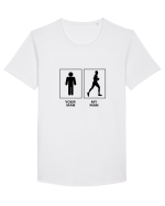 Man Running Design Tricou mânecă scurtă guler larg Bărbat Skater