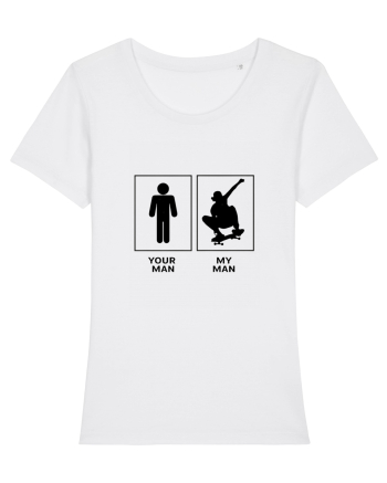 Man Skateboarding Design White