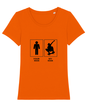 Man Skateboarding Design Bright Orange