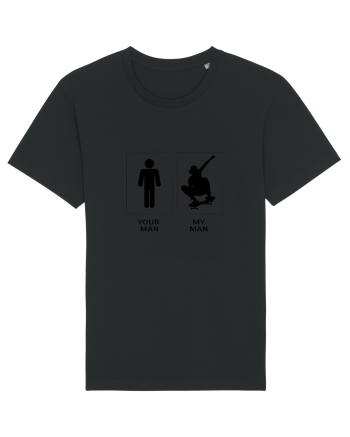 Man Skateboarding Design Black