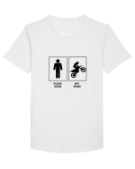 Man Biker Design Tricou mânecă scurtă guler larg Bărbat Skater