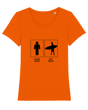 Man Surfing Design Bright Orange