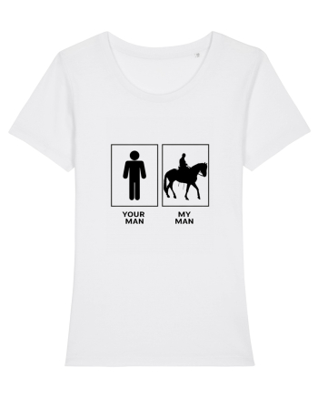 Man Horse Riding Design White