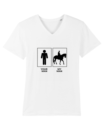 Man Horse Riding Design White