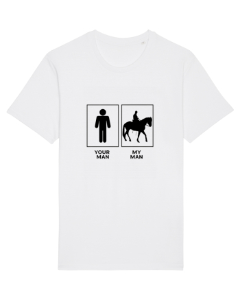 Man Horse Riding Design White