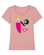 Pink Faces Design Tricou mânecă scurtă guler larg fitted Damă Expresser