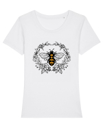 Bee Floral Tricou mânecă scurtă guler larg fitted Damă Expresser