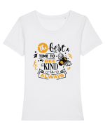 Best Time To Be Kind Always Tricou mânecă scurtă guler larg fitted Damă Expresser