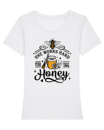 She Works Hard For The Honey Tricou mânecă scurtă guler larg fitted Damă Expresser