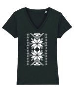 Motiv traditional - alb Tricou mânecă scurtă guler V Damă Evoker