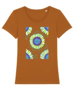 Floarea-soarelui Tricou mânecă scurtă guler larg fitted Damă Expresser