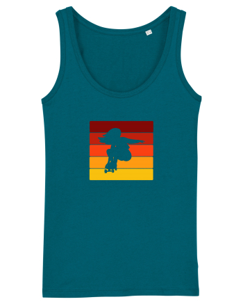 Retro Skateboarding Girl Sunset - Skater For Life Ocean Depth