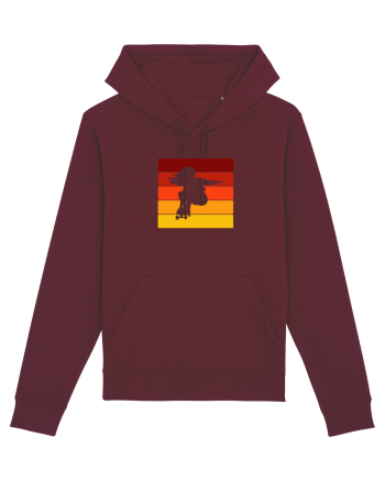 Retro Skateboarding Girl Sunset - Skater For Life Burgundy