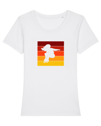 Retro Skateboarding Girl Sunset - Skater For Life White