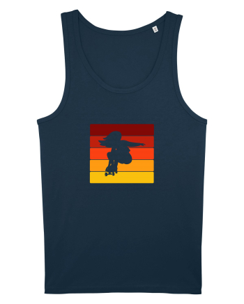 Retro Skateboarding Girl Sunset - Skater For Life Navy