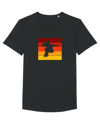 Retro Skateboarding Girl Sunset - Skater For Life Black