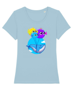 balena zburatoare Tricou mânecă scurtă guler larg fitted Damă Expresser