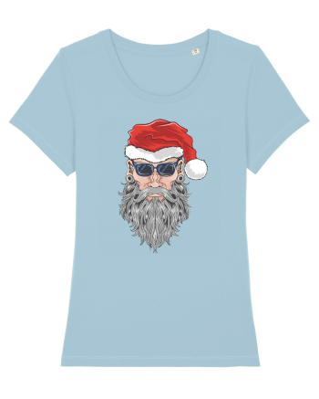 Hippie Cool Bearded Santa Sky Blue