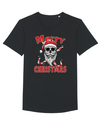 Merry Christmas Bearded Santa Skull Black