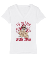 I'll Be Back Every Xmas Tricou mânecă scurtă guler V Damă Evoker