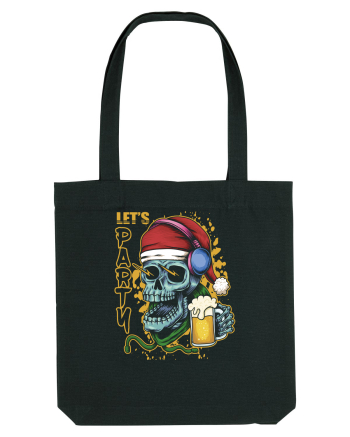Skull Santa Let's Beer Party Black
