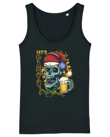 Skull Santa Let's Beer Party Black