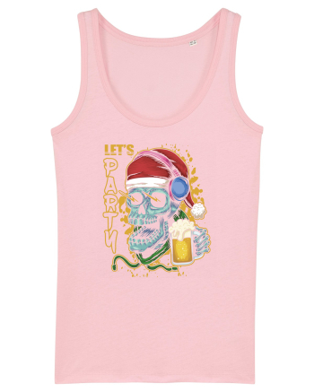 Skull Santa Let's Beer Party Cotton Pink