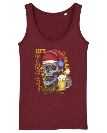 Skull Santa Let's Beer Party Burgundy