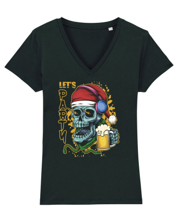 Skull Santa Let's Beer Party Black
