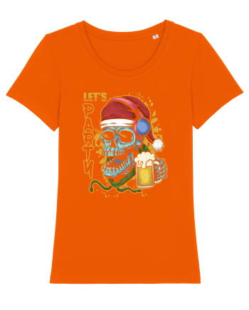 Skull Santa Let's Beer Party Bright Orange